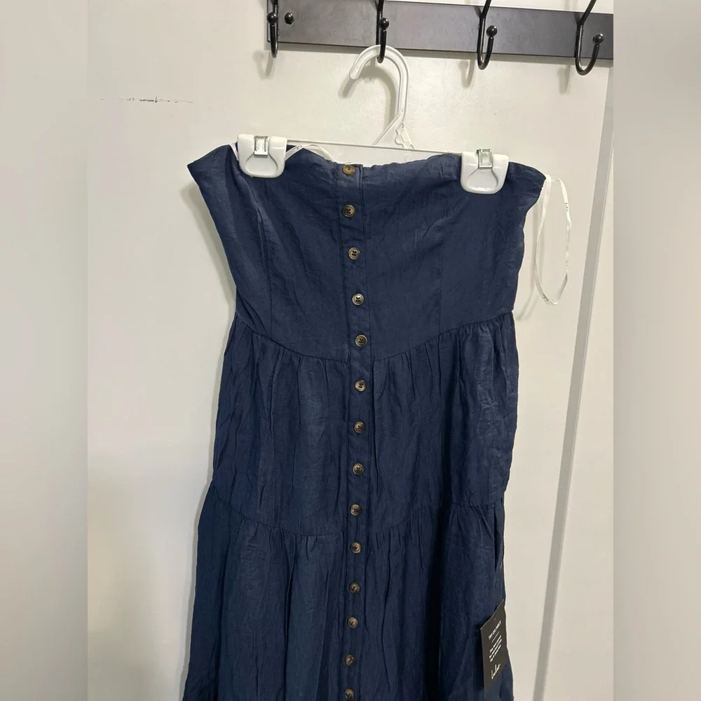 NWT Lulus Sweatness and Sunshine Navy Strapless Midi Dress - Picture 3 of 10